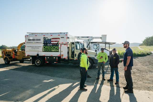The crew with the trucks